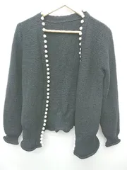 ◇ ⊇ ◎ ●未使用● Edit Sheen タグ付き パール 長袖 ニット カーディガン サイズM ブラック レディース P  【1408200033245】