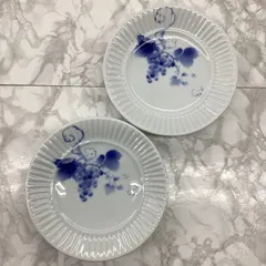 深川製 青紫色の葉、葡萄模様 ①②③④セット 深川製 青紫色の葉、葡萄模様 セット