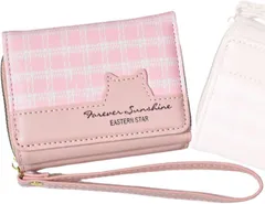 penogo にゃふにゃウォレット 財布 女の子 中学生 プレゼント 専用箱付き レディース 三つ折 子供 キッズ カードケース PU(ピンク)