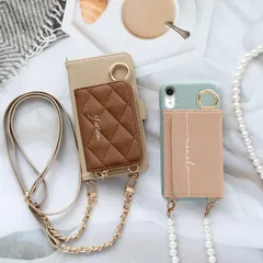 スマホケース カバー iPhoneケース 意匠登録済【2way 4点セット くすみ手帳(レザーケース付)×レザーorキルティング 新型カードor小銭入れ×名入れ×ロングストラップ】235