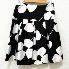 #anc エムズグレイシー M'SGRACY スカート 38 黒 白 花柄 サイドジップ レディース [898806]