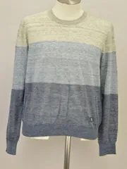 アルマーニ ジーンズ ARMANI JEANS ニット Mサイズ グレー×ブルー×ネイビー メンズ e_u F-M13318