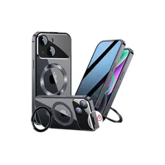 【新品】 【スライドカバー磁気ロック・覗き見防止・新次元の一体型カメラ保護 +CD隠しスタンド】MESTRIEV iPhone 14 用 ケース 全面保護 Magsafe対応 ランヤードホール付き [本体を再現・マット金属フレーム ] 縦横両対応 9H強化 0