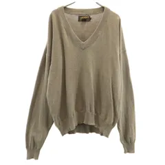 Eddie Bauer エディーバウアー 90s オールド 黒タグ 長袖 Vネック コットン セーター M ベージュ ニット アウトドア メンズ 古着