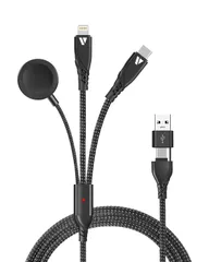 【在庫処分】- USB USB C/Lightning/アップルウォッチ充電 | | 100W PD 入力 ケーブル 同時充電 A&タイプC iPhone 充電ケーブル Android AppleWatch 5in1 他対応 (1.2m cc51 ブラック)