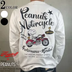 SNOOPY×Flagstaff PEANUTS BIKER TEE フラッグスタッフ スヌーピー 刺しゅう 長袖 Tシャツ M L XL XXL 453001 白 黒 SNOOPY ピーナッツ ウッドストック 25AW