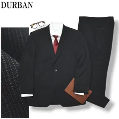 【上質】 ダーバン DURBAN ストライプ柄 シングル 2B スーツ セットアップ 上下 テーラードジャケット スラックスパンツ 春夏 AB4 ブラック メンズ