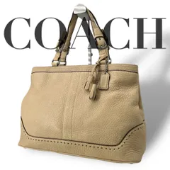 良品 COACH コーチ トートバッグ レザー キャンバス ベージュ