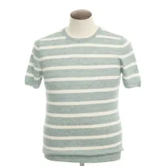 【新品】タリアトーレ TAGLIATORE リネン 半袖クルーネックニット グリーンxホワイト【サイズ50】【メンズ】のサムネイル