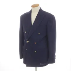【中古】ビームスエフ BEAMS F ウール 6B ダブル テーラードジャケット ネイビー【サイズ48 8R】【メンズ】