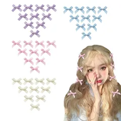 【数量限定】リボン 髪飾り 小さめ 4色 40個セット ヘアピン ヘアアクセ リボンクリップ ヘアピン ミニ happykau 蝶結 ヘアクリップ レディース 髪留め 女性 誕生日 結婚式 入学式