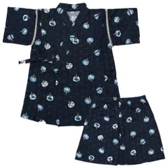 100_恐竜 [Dizoony] 甚平 子供服 ベビー 男の子 浴衣 ボーイズ キッズ 上下セット 和服 着物 パジャマ ジンベイ じんべい 肌着 薄手 半袖 夏 お祭り 花火大会 夏祭り 縁日 麻柄 竜 恐竜 綿100% 90 100 110 120 130