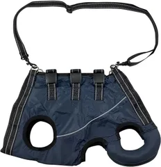 Funriche 犬 ハーネス リード セット 介護用品 ペット 服 脚 障害 散歩 簡単脱着 歩行 補助 胴輪 肩掛け 反射 猫 リハビリ( ブルー,  L)