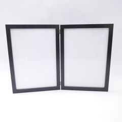 額縁 ガクブチ 木製ペアフレーム ２面タイプ 縦型 写真立て 黒BLACK A4サイズ 320×232mm 内寸法 297×21mm