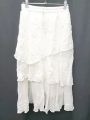 ◇ ⊂ NICE CLAUP ナイスクラップ ロング丈 ティアード スカート サイズF ホワイト レディース P  【1409250023781】