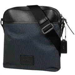 コーチ COACH ロゴ ショルダーバッグ 斜め掛け ショルダーバッグ ナイロン ネイビー ブラック F37609 メンズ 【中古】