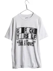 【お得なクーポン配布中!】 90s USA製 ジョーク メッセージ プリント Tシャツ メンズ L オールド グラフィック イラスト シングルステッチ ヘビーウェイト 当時物 灰
