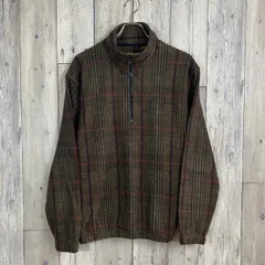 【90s ST.JOHN'S BAY】セントジョンズベイ ハーフジップ チェック フリース トレーナー  M