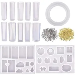 HappyHome UVレジン 型 シリコンモールド 丸 しずく 長方形 穴付き シリコン型 36種類 デザインセット 1