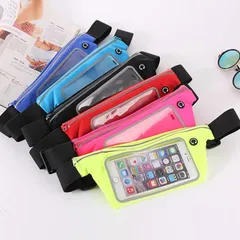 クリアウエストポーチ 6色）撥水加工　ランニングポーチ スマホ ジョギング