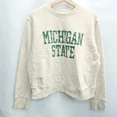 ◇ ⊇ stk. ロゴプリント 長袖 スウェットトレーナー サイズF ベージュ系 レディース E  【1502060013109】