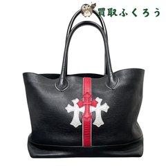 クロムハーツ CHROME HEARTS　セメタリークロスパッチ トートバッグ 鞄 レザー シルバー SV925 黒×白×赤 ユニセックス