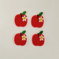 刺繍ワッペン アップリケ  ★りんご★4枚セット アイロン接着《FS001》のサムネイル
