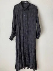 JEANASIS ジーナシス　フラワー柄ロングシャツワンピース　ブラック