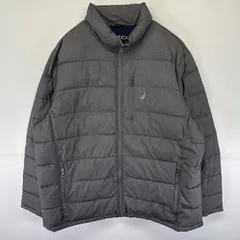 古着 ノーティカ NAUTICA ジャケット 中綿ジャケット キルティング ワンポイントロゴ刺繍 フルジップ XXL  グレー メンズ