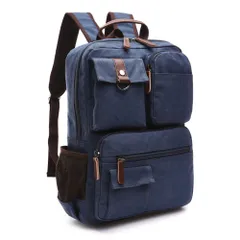 ☆ ネイビー ☆ リュック 大容量 kbag23 リュック メンズ おしゃれ キャンバス リュックサック バックパック デイパック 通学 通勤 大容量 A4 PC キャンバスバッグ 帆布 丈夫 おしゃれ シンプル カジュアル アースカラー 旅行 出張