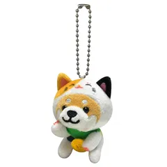 [LamPlanning] 旅するマメしば キーホルダー マスコット ボールチェーン バックチャーム かわいい ふわふわ 犬 柴犬 豆柴 癒し (招き猫バージョン) 1