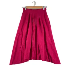 美品 AMERICAN HOLIC アメリカンホリック 無地 春夏 SS スカート 麻 ピンク ピンク レディース F 麻　ウエストゴム仕様【古着】【中古】【送料無料】