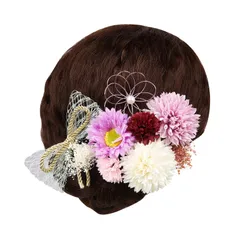 [OTAKUMARKET] 髪飾り 成人式 七五三 9点セット 卒業式 つまみ細工 振袖 袴 着物 和装 結婚式 浴衣 花 ドライフラワー 着物 髪 飾り 髪留め ヘアアクセサリー 4カラー