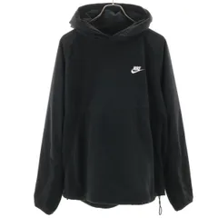 NIKE ナイキ 長袖 切替 フリース パーカー XXL ブラック プルオーバー メンズ 古着
