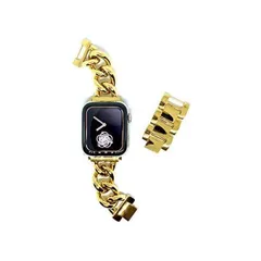 Royce&Roland Apple Watch ステンレス チェーン ベルト ブレスレット シルバー バンド (ゴールド 42/44/45)
