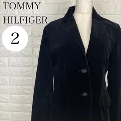 TOMMY HILFIGER トミーヒルフィガー 2サイズ ベロアジャケット ブラック スーツ ビジネス 【A2019-20】