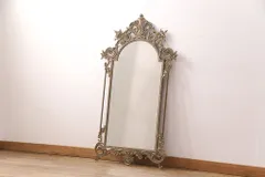 ★事前問合せ必須★ ウォールミラー ヴィンテージ雑貨 イタリアビンテージ 最高級 繊細 装飾 エレガント 真鍮 壁掛け鏡 リペア+発送まで3週間前後 R-051480