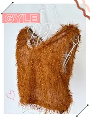 158.新品タグ付き♡今年大流行！GYLE ジル フリンジベスト♡ フリンジ 秋 春 ベスト ブラウン