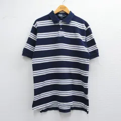 XL/古着 ラルフローレン 半袖 ブランド ポロ シャツ メンズ 90s ワンポイントロゴ 鹿の子 コットン 紺他 ネイビー ボーダー 25apr26 中古 