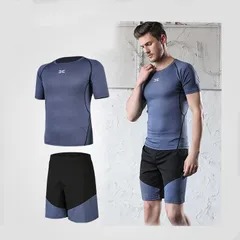コンプレッションウェア トレーニングウェア スポーツウェア メンズ 上下2点セット 半袖シャツ ハーフパンツ 吸汗速乾 通気防臭 S M L XL 2XL 3XL