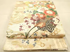 平和屋着物◎六通柄袋帯　唐織　加賀花車文　金糸　正絹　逸品　DAAY4020jm