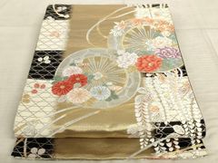 平和屋本店□最高級 龍村平蔵製 本袋帯 威毛錦 唐織 黒地 金銀糸 逸品  