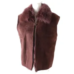 未使用品◎正規品 エルメス マルジェラ期 レディース キリム KILIM ネイティブ柄 ムートン×シルク ベスト レッドブラウン系 38 タグ付きのサムネイル