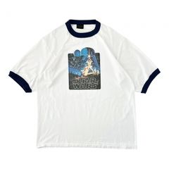 XL 90年代 90s USA製 アメリカ製 スターウォーズ STAR WARS  70年代 初期デザイン ポスター Changes リンガーＴシャツ tシャツ 古着 白 紺 ネイビー ホワイト