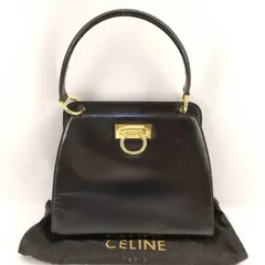 CELINE セリーヌ ガンチーニ レザー ワンショルダーバッグ ブラック ハンドバッグ バッグ ブランド