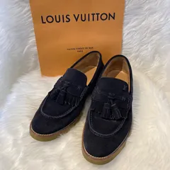 (⁨やまちゃん⁩様専用)  LOUIS VUITTON ルイヴィトン LV ロゴ スエード タッセル ローファー 6 1/2 25.5cm ブラック メンズ シューズ PAWNSHOPRiZ  パウンショップリズ
