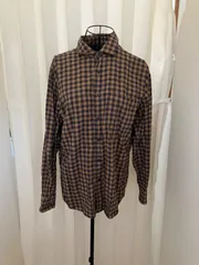 【メンズ】【レディース】UNIQLO　ユニクロ　チェック柄　長袖シャツ　茶色　ネイビー