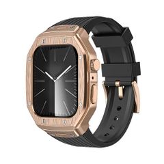 アップルウォッチバンド（Apple Watchバンド）プレミアムメタルバンド【ローズゴールド×ブラックベルト】44mm/45mm対応 [BELTIES]