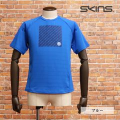 SKINS/Mサイズ/半袖 Tシャツ 184-28441  吸水プリント ムレ軽減 スポーツウェア フィットネス トレーニング メンズ 紳士 スキンズ 新品/青/ブルー/ki143/