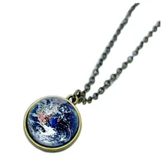 Galaxy ペンダントネックレス 星雲 両面 宇宙 ガラス 惑星 ネックレス ガールズ レディース メンズ 地球儀 宇宙 ジュエリー 
